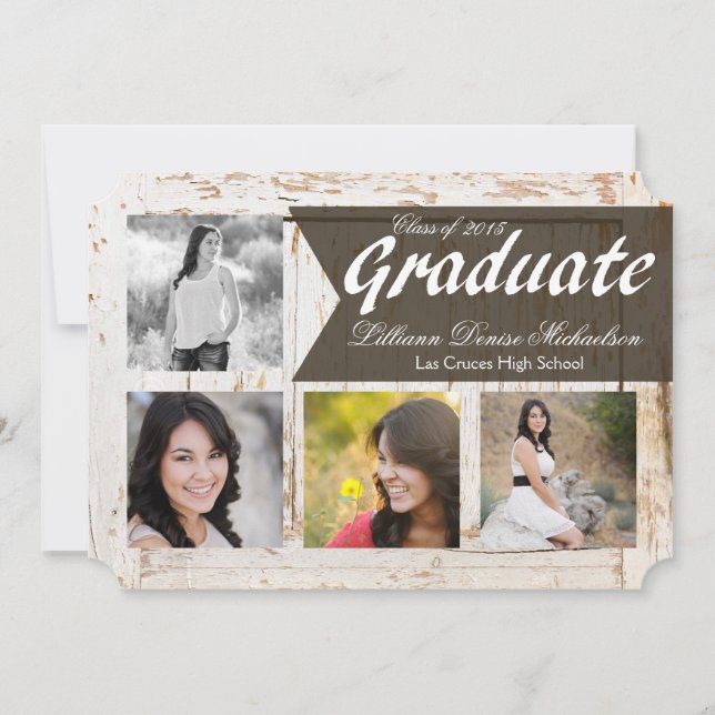 5x7 Velho Barn Branco Madeira com anúncio de Mais  (Frente)