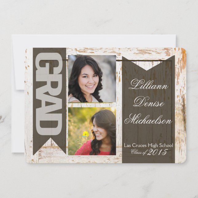 5x7 Velho Barn Branco Madeira com anúncio de Mais  (Frente)