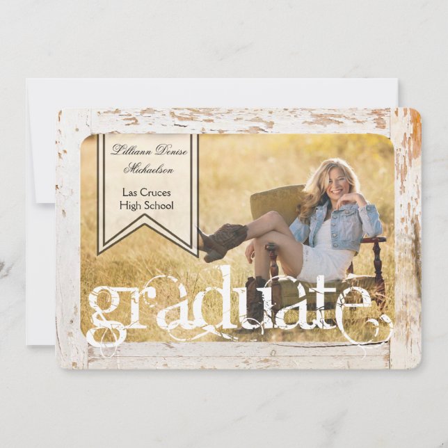 5x7 Velho Barn Branco Madeira com anúncio de Mais  (Frente)