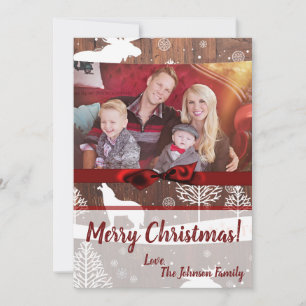 5x7 XMAS Cartão com fotos de madeira de veado de N