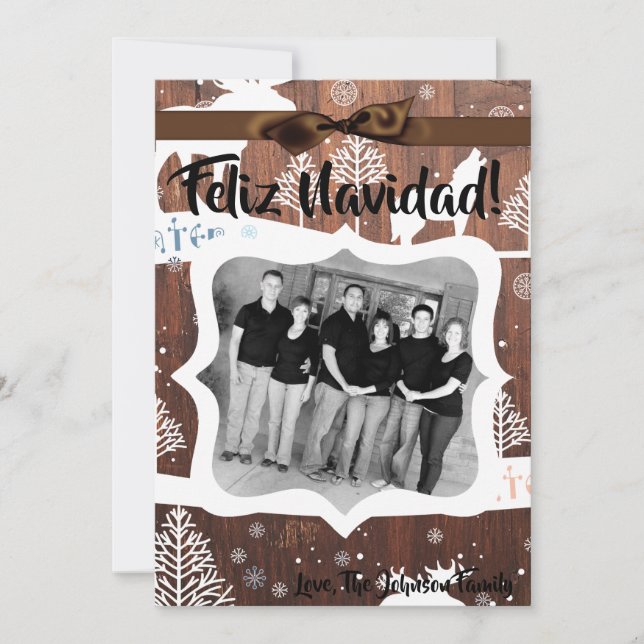 5x7 XMAS Cartão com fotos de madeira de veado de N (Frente)