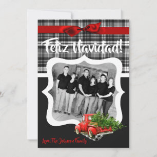 5x7 XMAS Red Christmas Truck Tree Cartão com fotos