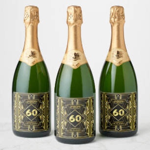 60º aniversário Art Deco Dourado Excelente Negro