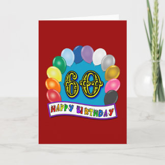 60º Aniversário Balões Feliz Cartão de Aniversário