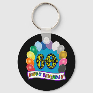 60º aniversário Balões Felizes Chaveiro de anivers
