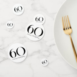60º aniversário Confetti preto e branco