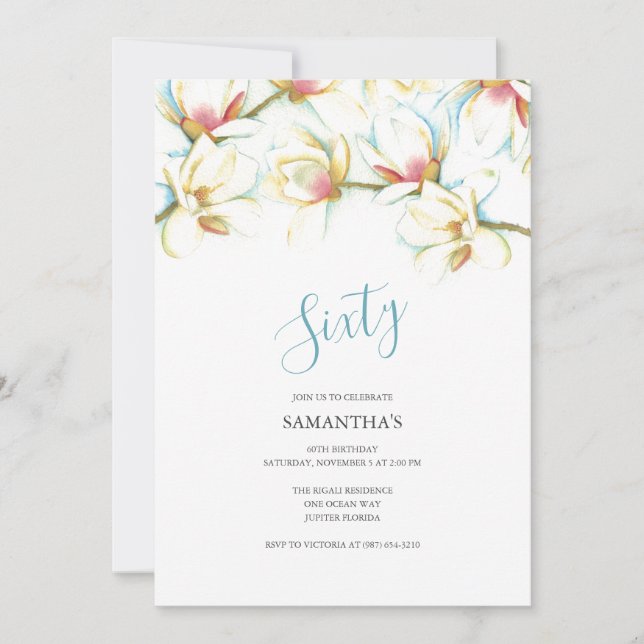 60º Aniversário Convite à Magnolias Brancas (Frente)