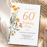 60º Aniversário Convite Floral de Flor<br><div class="desc">Bonito convite floral de flor da floral de 60 anos. Fácil de mudar o texto.</div>