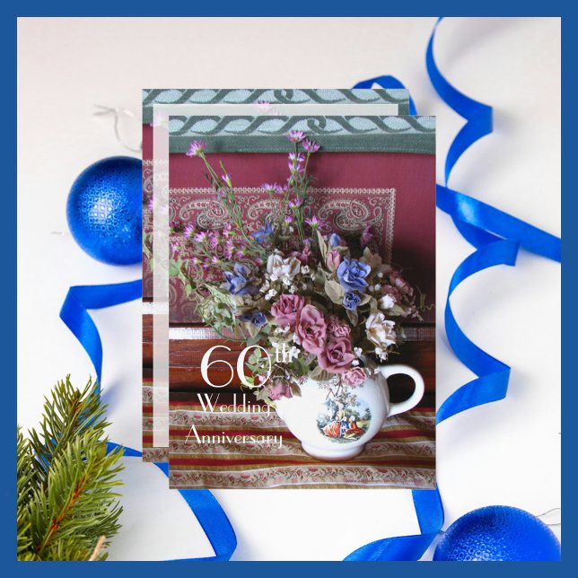 60º Aniversário Convite Vintage Teapot (Criador carregado)