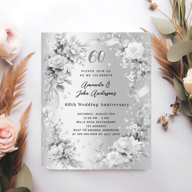 60º aniversário de casamento convite à prata de di (Criador carregado)