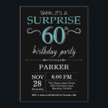 60º Aniversário do 60º Convite Preto e Teal<br><div class="desc">Surpreenda o 60º Convite de Aniversário com Fundo de Brilho Negro e Teal. Chalkboard. Aniversário Adulto. Homens ou Mulheres no Dia Convidam.
Qualquer idade. Para mais personalização,  clique no botão "Personalizar" e use a ferramenta design para modificar este modelo.</div>