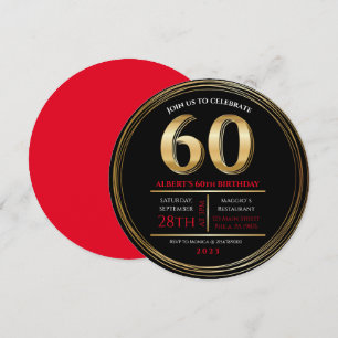 60º aniversário do Convite de festas Dourado Neg