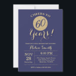 60º Aniversário Marinho de Convite e Literatura Do<br><div class="desc">60.º Aniversário Marinho de Convite e Cartão Glitter Dourado. Para mais personalização,  clique no botão "Personalizar" e use nossa ferramenta de design para modificar este modelo.</div>