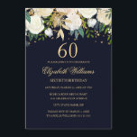60º Aniversário Marinho Dourado Convite oral<br><div class="desc">Mais convites florais na loja Little Bayleigh!</div>
