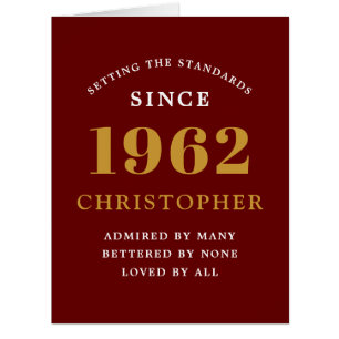 60º Aniversário Nome 1962 Cartão Elegante Verme