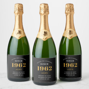 60º Aniversário Nome 1962 Chic Preto Dourado Ele