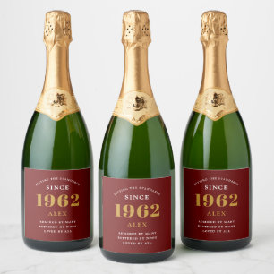 60º Aniversário Nome 1962 Chic Vermelho Dourado 