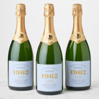 60º Aniversário Nome 1962 Cinza Azul Chic Legant
