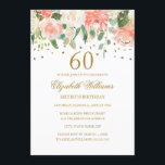 60º Aniversário Peach Dourado Convite Floral<br><div class="desc">Mais convites de chá de panela florais na loja Little Bayleigh!</div>