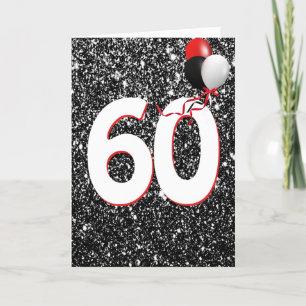 60º Balões de Aniversário no Cartão Brilhante 