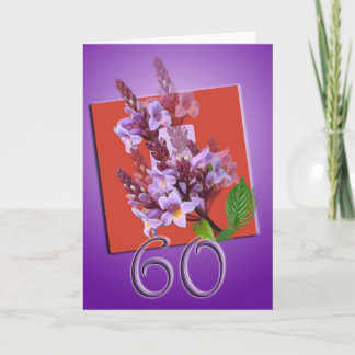 60º Cartão de Aniversário Feliz - Flor roxa
