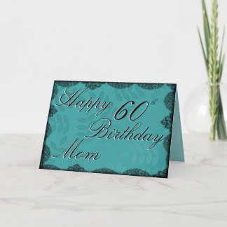 60º Cartão de Aniversário Feliz - Lace de Teal Vin