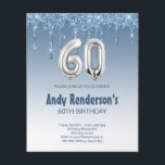 60º Cartão de aniversário para ele<br><div class="desc">Orçamento 60º aniversário convite à relíquia de prata Um convite moderno, na moda e glamouroso para uma 60ª festa de aniversário. Um fundo com aspecto de rosa falsa, decorado com poeira brilhante. Personalize e adicione seu nome e detalhes da festa. O número 60 é escrito com uma fonte de estilo...</div>