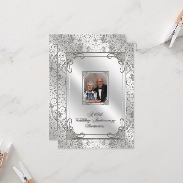 60º Cartão de Convite Fotográfico de Aniversário d (Frente/Verso In Situ)