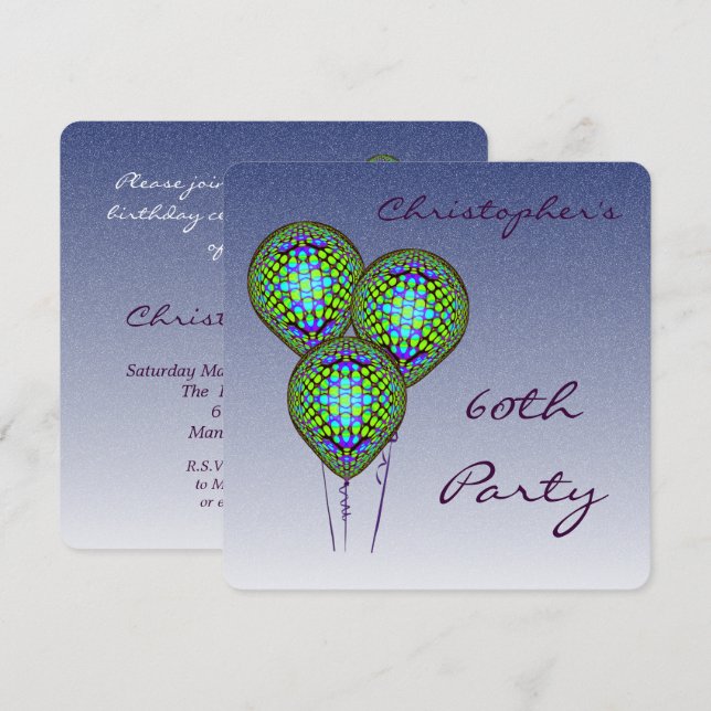 60º Convite Balão Azul (Frente/Verso)