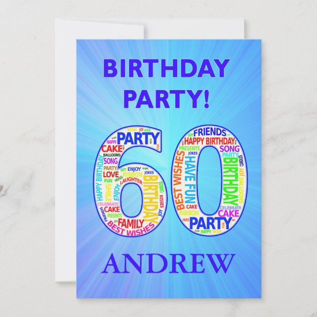 60º Convite de aniversário Adicionar um Nome (Frente)