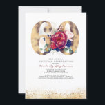 60º Convite de Aniversário - Azul Marinho e Borgon<br><div class="desc">Dourado Glitters 60º Convite de Aniversário</div>