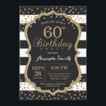 60º Convite de Aniversário. Brilho preto e Dourado<br><div class="desc">60º Aniversário Convite para mulheres ou homens. Convidar Festa de aniversário Preta e Dourada. Dourado Glitter Confetti. Black and White Stripes. Digital Imprimível.
Para mais personalização,  clique no botão "Personalizar" e use a ferramenta design para modificar este modelo.</div>