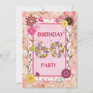 60º convite de aniversário com estrutura floral