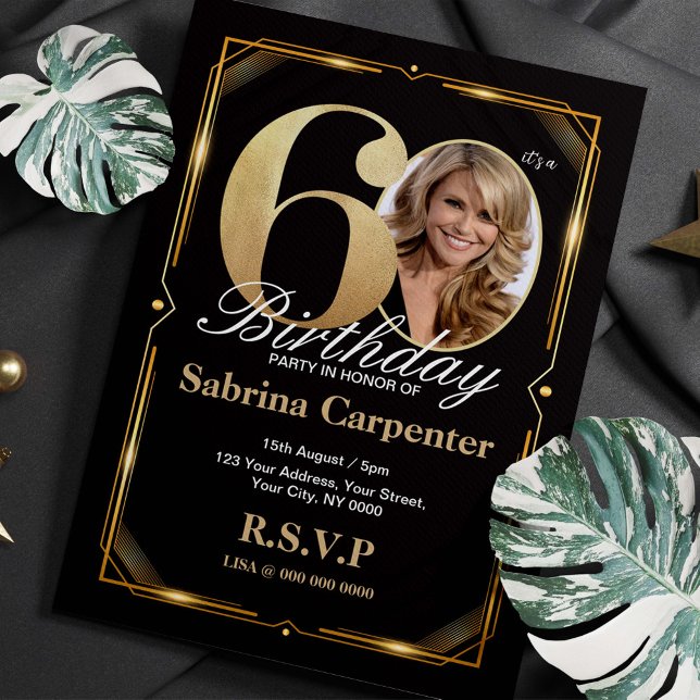60º Convite de Aniversário com fotografia (Criador carregado)