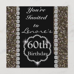 60º Convite de aniversário CRYSTAL ELEGANTE