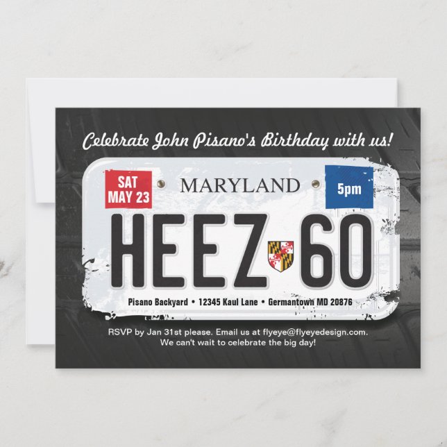 60º Convite de Aniversário da cara Maryland (Frente)