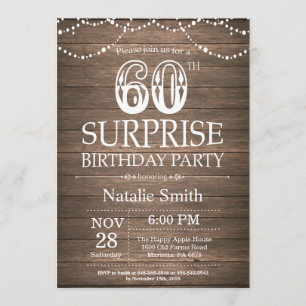 60º Convite de Aniversário da Rustic Surprise