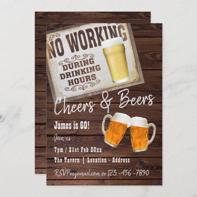 60º Convite de aniversário de felicidades para BEE (Frente/Verso)