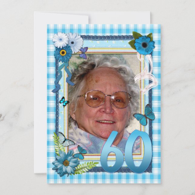 60º convite de aniversário de fotos (Frente)