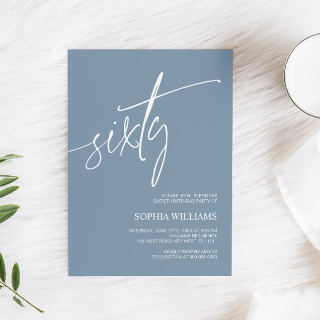 60º Convite de Aniversário do Minimalista de Azul  (Criador carregado)