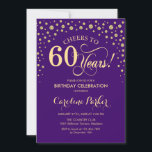 60º Convite de aniversário - Dourado Roxo<br><div class="desc">60º Convite de aniversário. Design elegante com ouro brilhante e roxo. Saúde para 60 anos! Envie-me uma mensagem se precisar de mais personalização.</div>