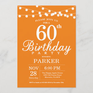60º Convite de Aniversário Laranja