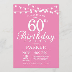 60º Convite de Aniversário Rosa