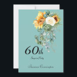 60º Convite de aniversário Surpresa de Girassol<br><div class="desc">Girassóis,  60º,  Surpresa. A surpresa pode ser removida. Fundo turquesa. Simples</div>