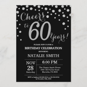 60º Convite Diamante de Aniversário de Black e S