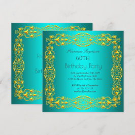 60º Convite Dourado ao Teal Festa de aniversário