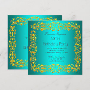 60º Convite Dourado ao Teal Festa de aniversário