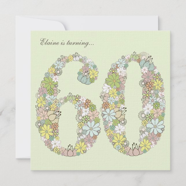 60º Convite Personalizado de Blooms Verdes da Fest (Frente)