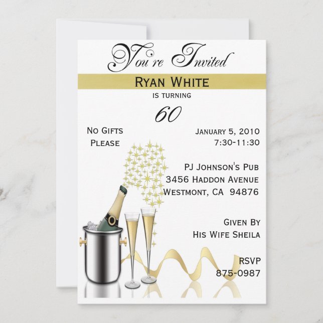 60º Convite Personalizado para Festas de aniversár (Frente)