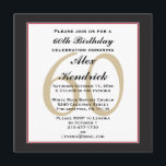 60º Convite Quadrado de Festa de aniversário<br><div class="desc">Este design formal clássico apresenta uma borda preta com uma borda vermelha fina, bem como uma marca d'água no fundo para a idade. Se você gosta do estilo deste convite mas precisa de um esquema de cores diferente, por favor, me envie uma mensagem. Para alterar o estilo, tamanho ou cor...</div>